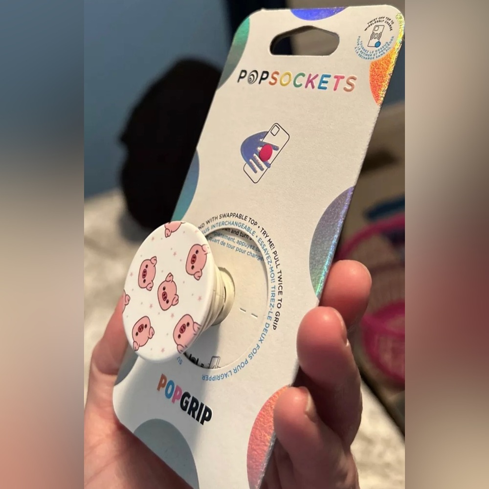 PopSockets PopGrip Phone Grip & KickStand ~ Oinklettes Pink Pig Heads 804855 NEW